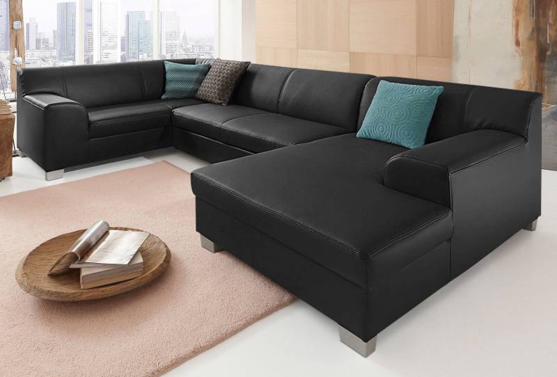 DOMO collection Wohnlandschaft »Amando in vielen Bezugsvarianten, auch in Leder, komfortabel, U-Form«, wahlweise mit Bettfunktion, fester Sitzkomfort, frei im Raum stellbar von DOMO collection