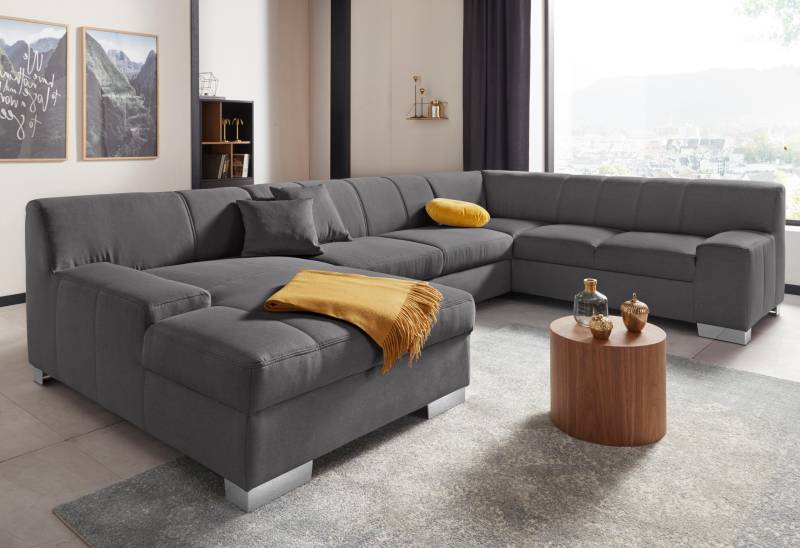 DOMO collection Wohnlandschaft »Bero, elegant und zeitlos, flache Armlehnen, U-Form«, fester Sitzkomfort, wahlweise mit Bettfunktion von DOMO collection