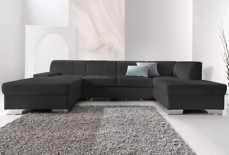 DOMO collection Wohnlandschaft »Star, zeitlose Formensprache, elegante Optik, viel Platz, U-Form«, fester Sitzkomfort, wahlweise mit Bettfunktion von DOMO collection