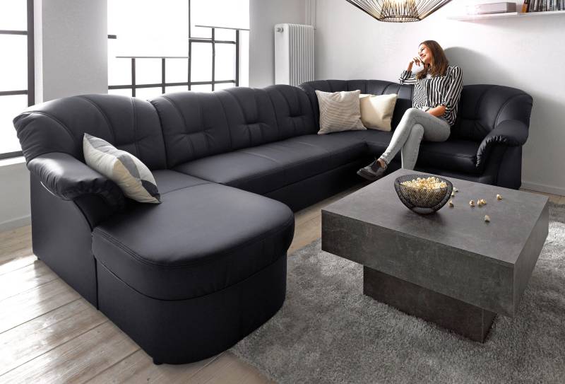 DOMO collection Wohnlandschaft »Papenburg, zeitlose Rückensteppung, elegante Formensprache, U-Form«, in grosser Farbvielfalt, wahlweise mit Bettfunktion von DOMO collection