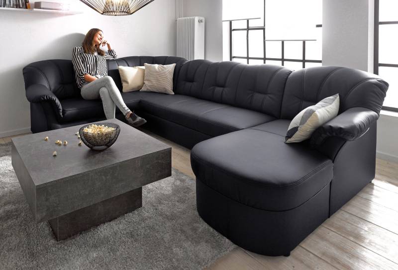 DOMO collection Wohnlandschaft »Papenburg, zeitlose Rückensteppung, elegante Formensprache, U-Form«, in grosser Farbvielfalt, wahlweise mit Bettfunktion von DOMO collection