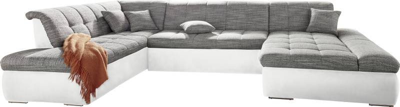 DOMO collection Wohnlandschaft »PB Moric wahlweise mit Bettfunktion und Armteilverstellung U-Form«, XXL-Format B/T/H: 353/216/80 cm, feine Steppung, incl. Zierkissen von DOMO collection