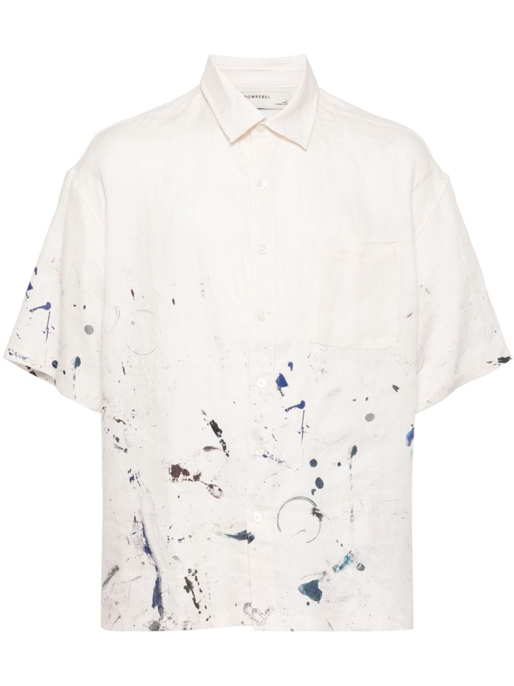 DOMREBEL Monday splatter-print linen shirt - White von DOMREBEL