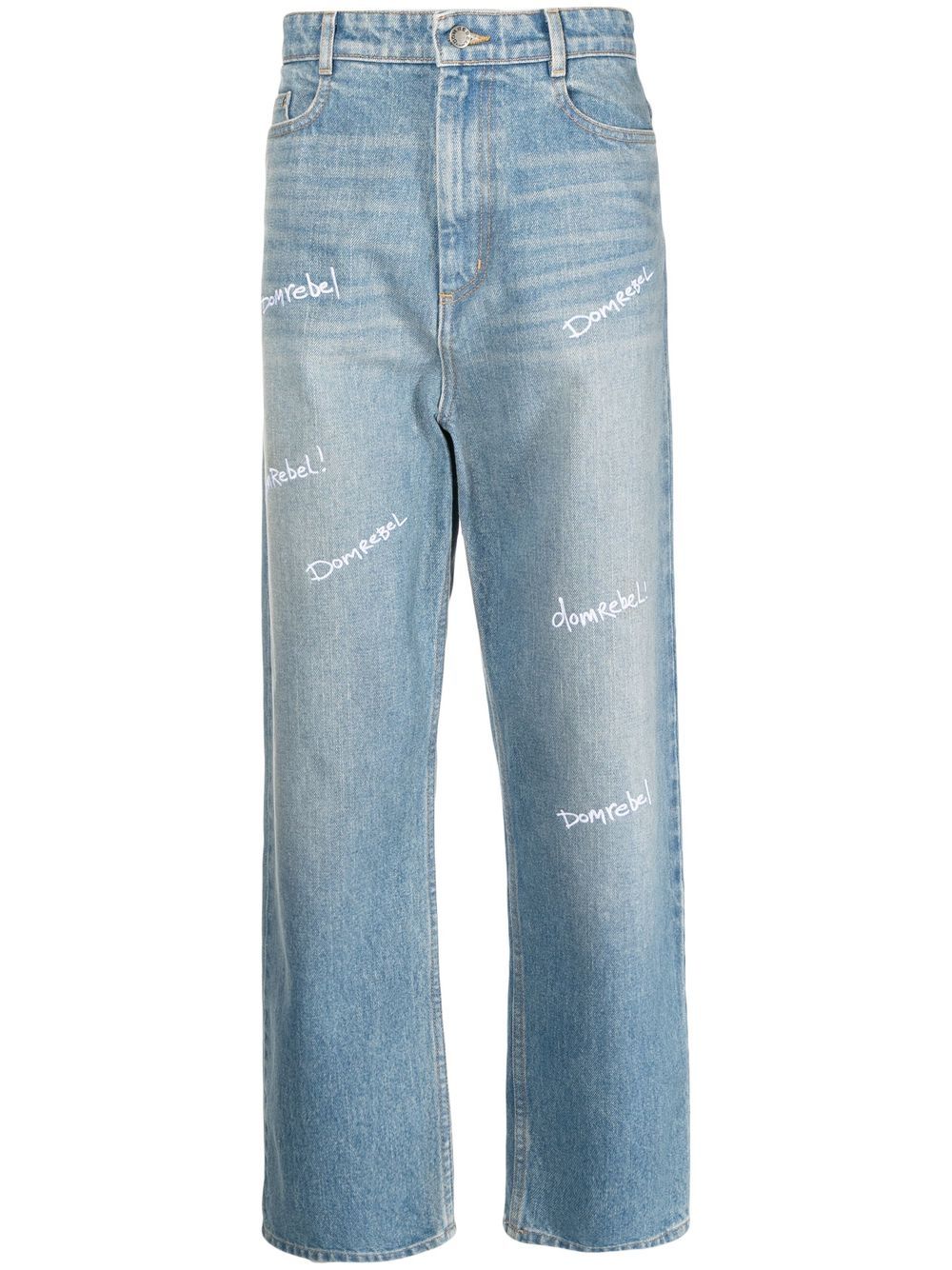 DOMREBEL logo-embroidered straight-leg jeans - Blue von DOMREBEL