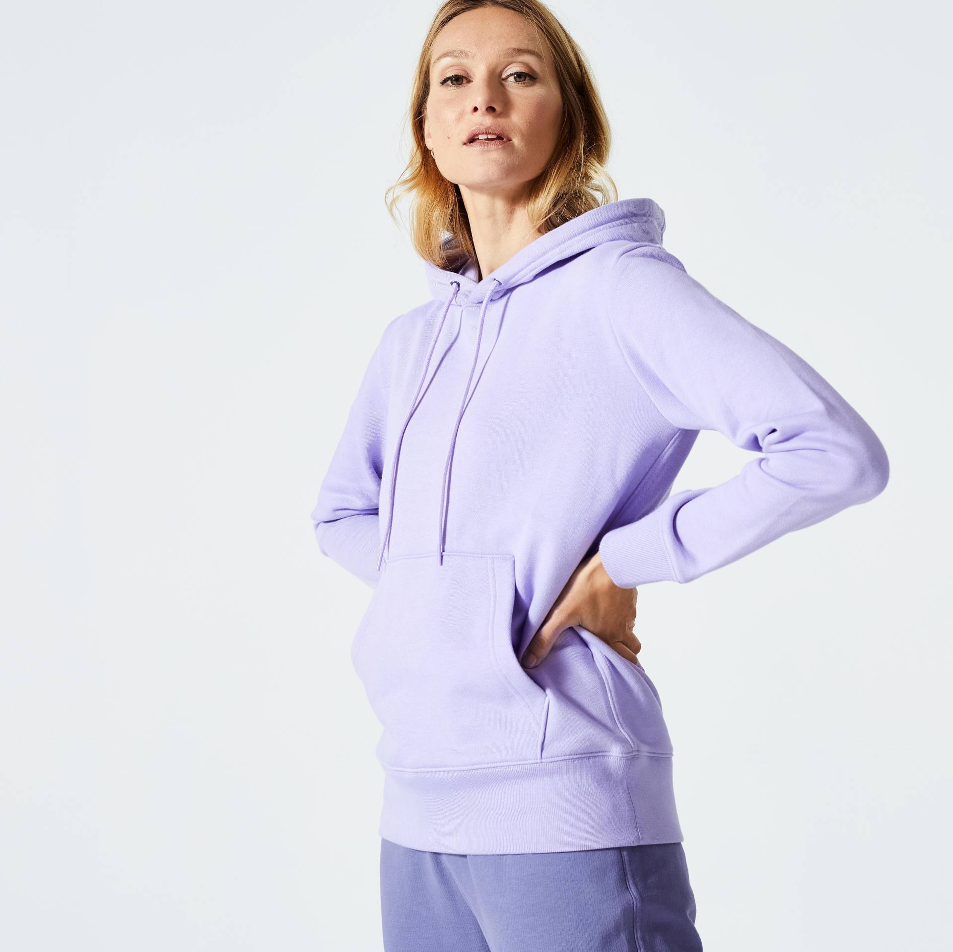 Sweatshirt - 500 Essentials Damen Violett Bedruckt M von DOMYOS