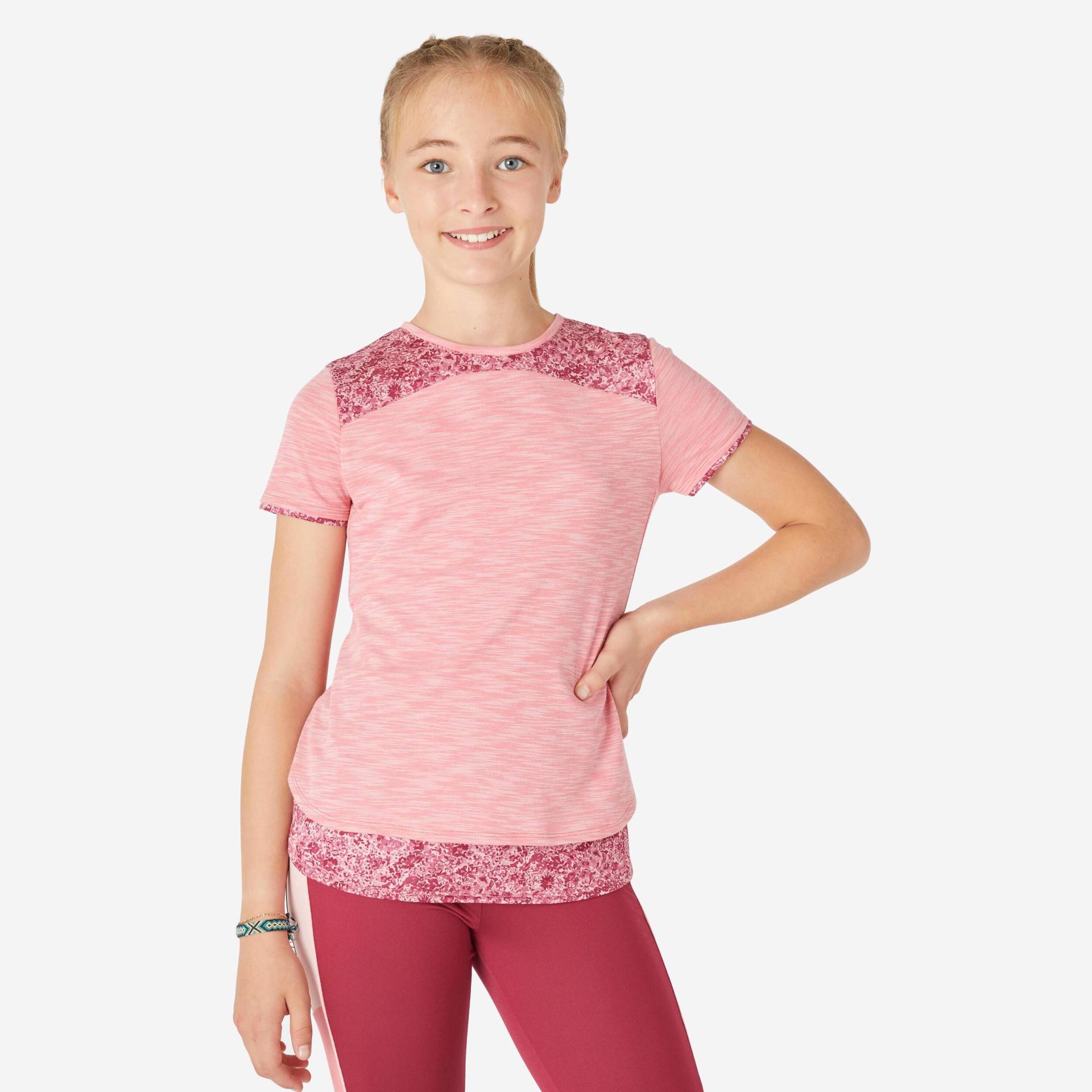 Kurzarmshirt - Long 500 Unisex Pink 123-130CM von DOMYOS