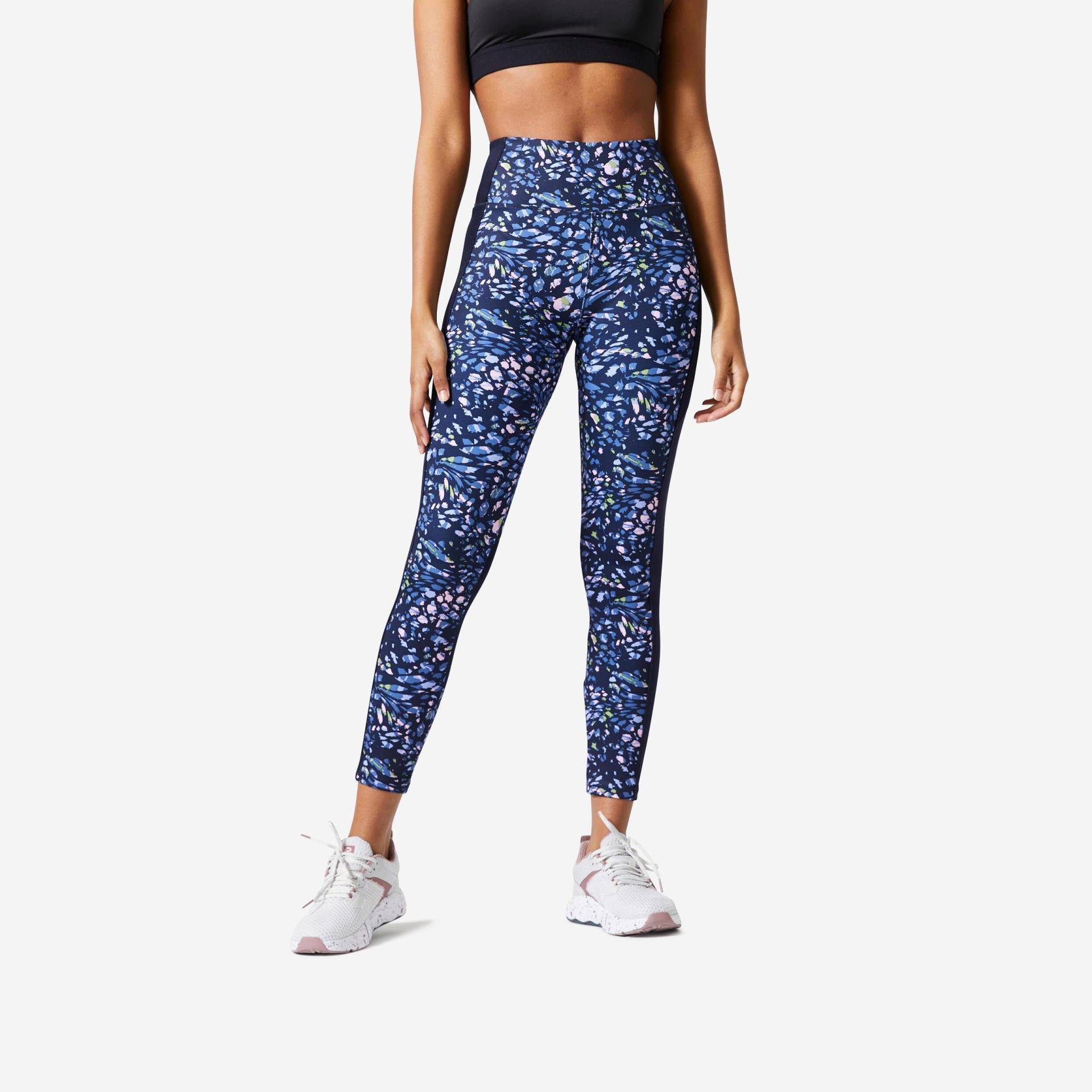 Leggings - Phone Pocket Damen Blau Bedruckt XS von DOMYOS