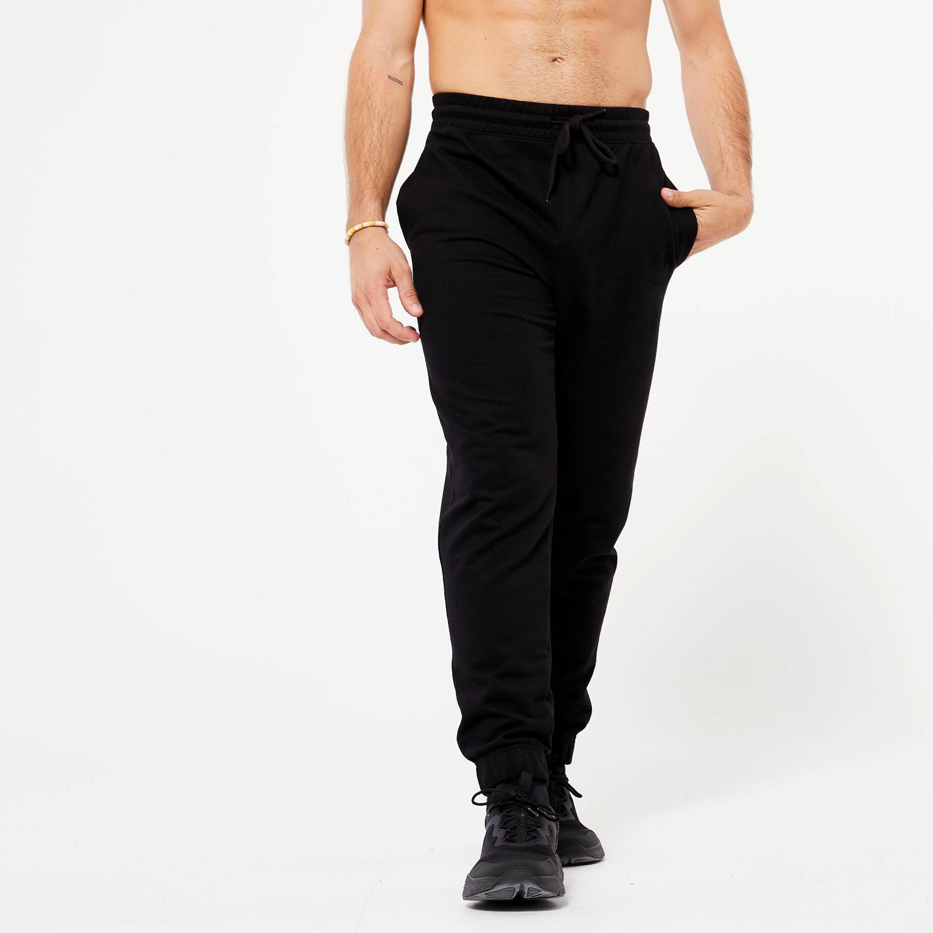 Sporthose - Jogginghose Warm - 100 Herren Schwarz Leicht L von DOMYOS