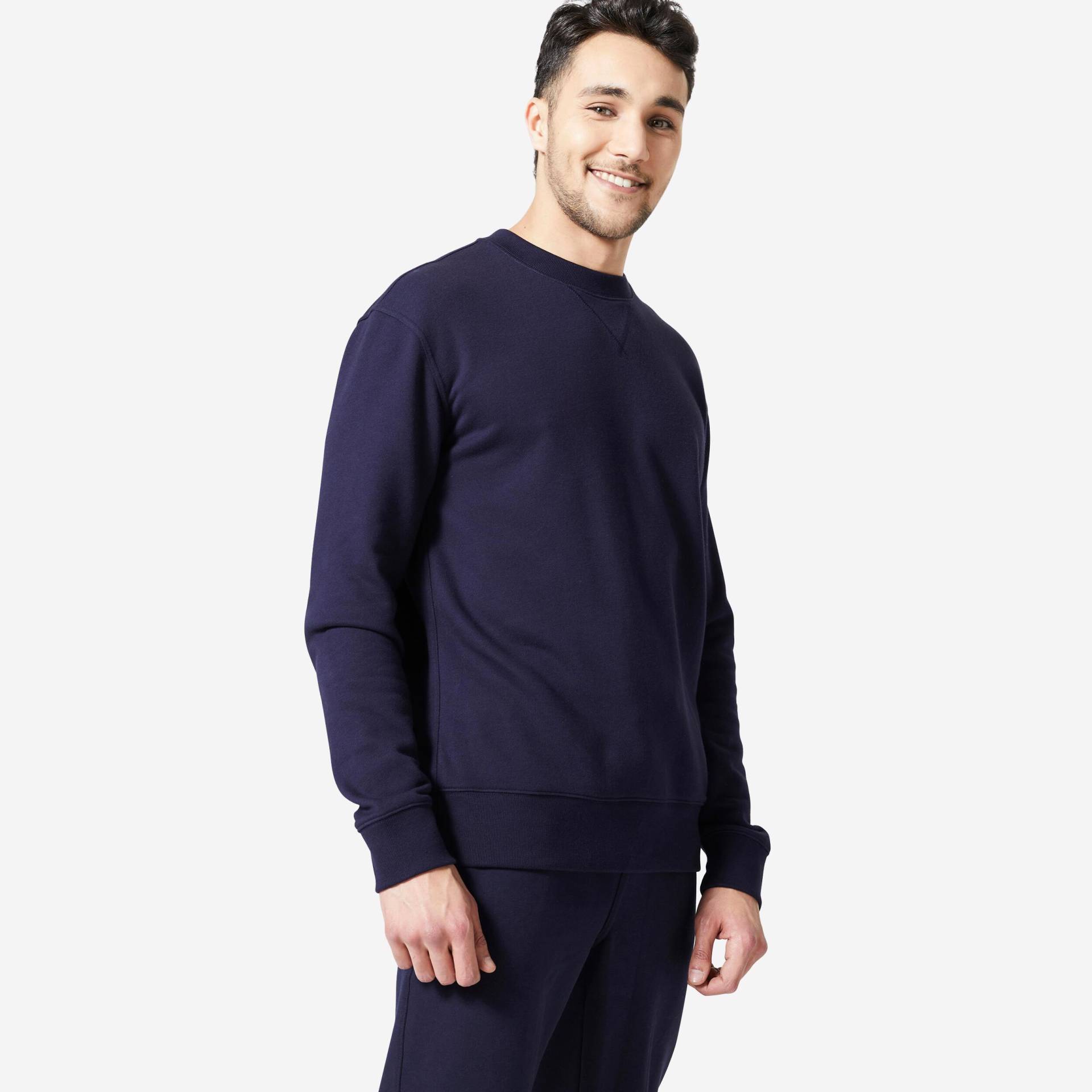 Sweatshirt - 500 Essentials Herren Blau Bedruckt M von DOMYOS