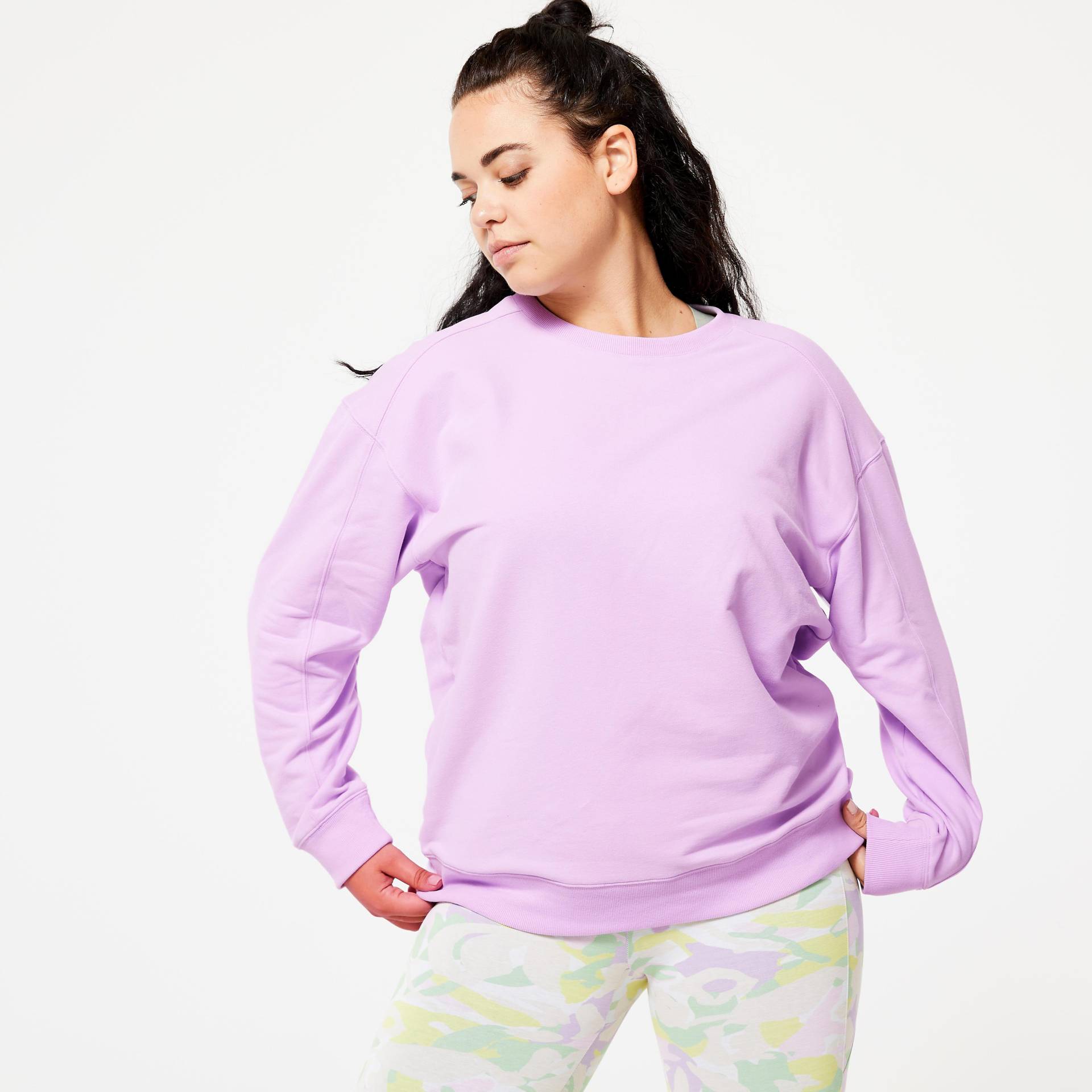 Sweatshirt - Sweatshirt Oversize - Blasslila Damen Violett Bedruckt XS von DOMYOS