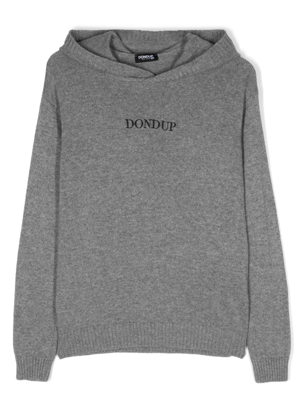 DONDUP KIDS logo-print knit hoodie - Grey von DONDUP KIDS
