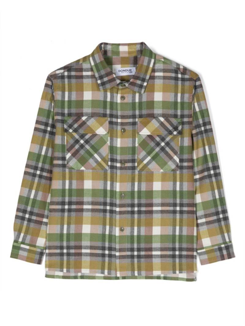 DONDUP KIDS plaid-check pointed-collar cotton shirt - Green von DONDUP KIDS