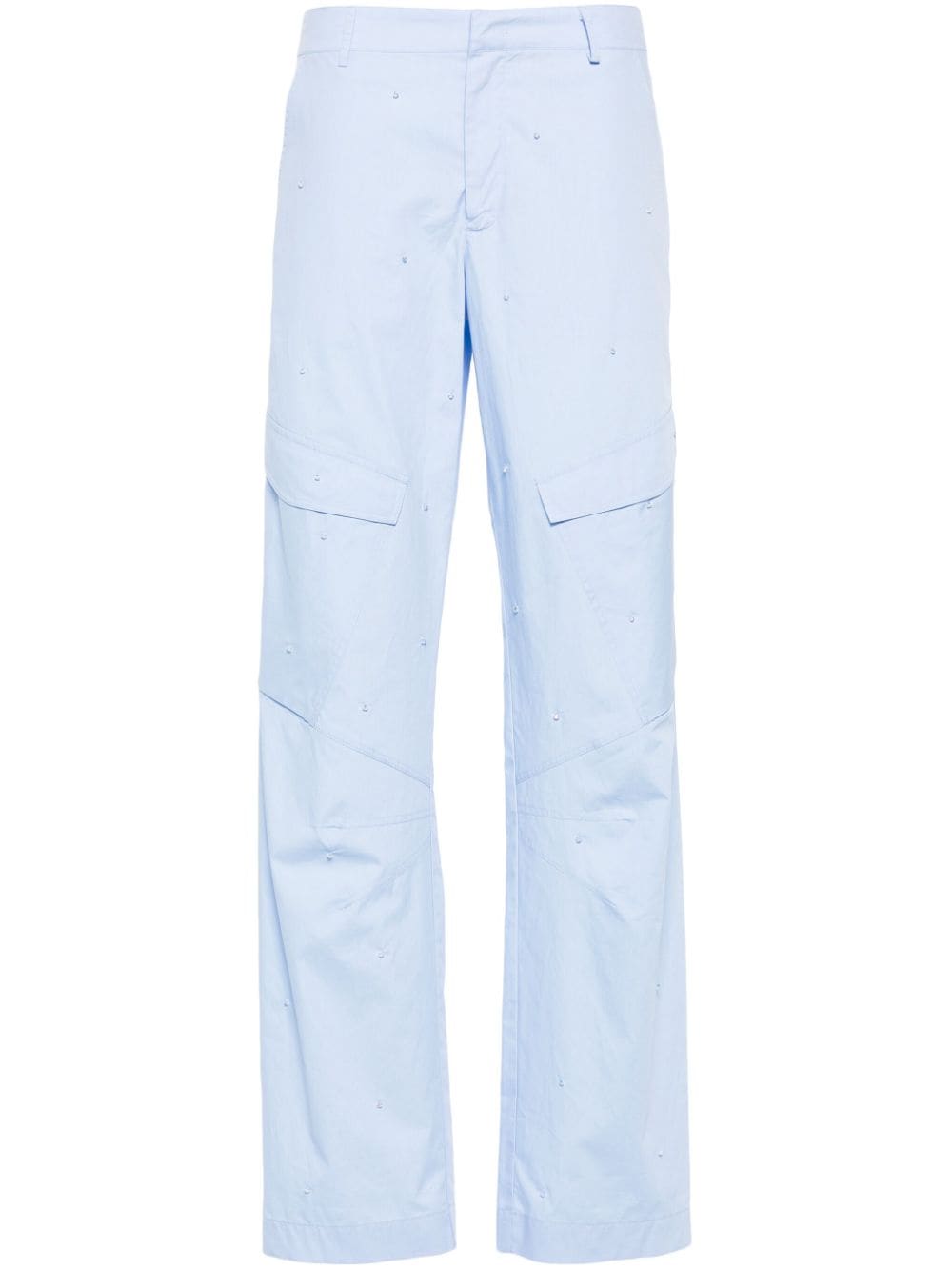 DONDUP bead-embellished straight poplin trousers - Blue von DONDUP