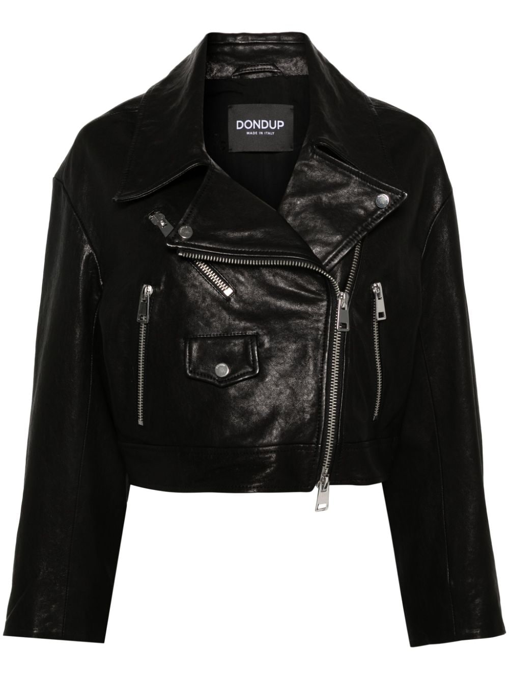 DONDUP cropped leather biker jacket - Black von DONDUP