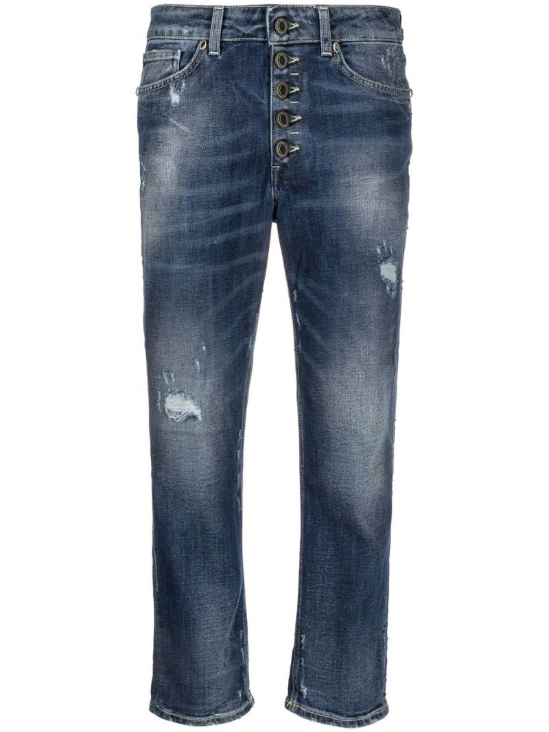 DONDUP distressed straight-leg cropped jeans - Blue von DONDUP