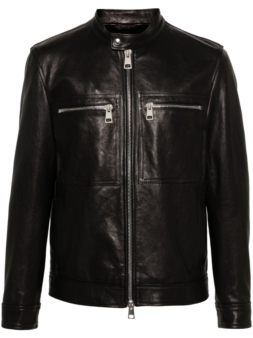 DONDUP logo-lettering leather jacket - Black von DONDUP