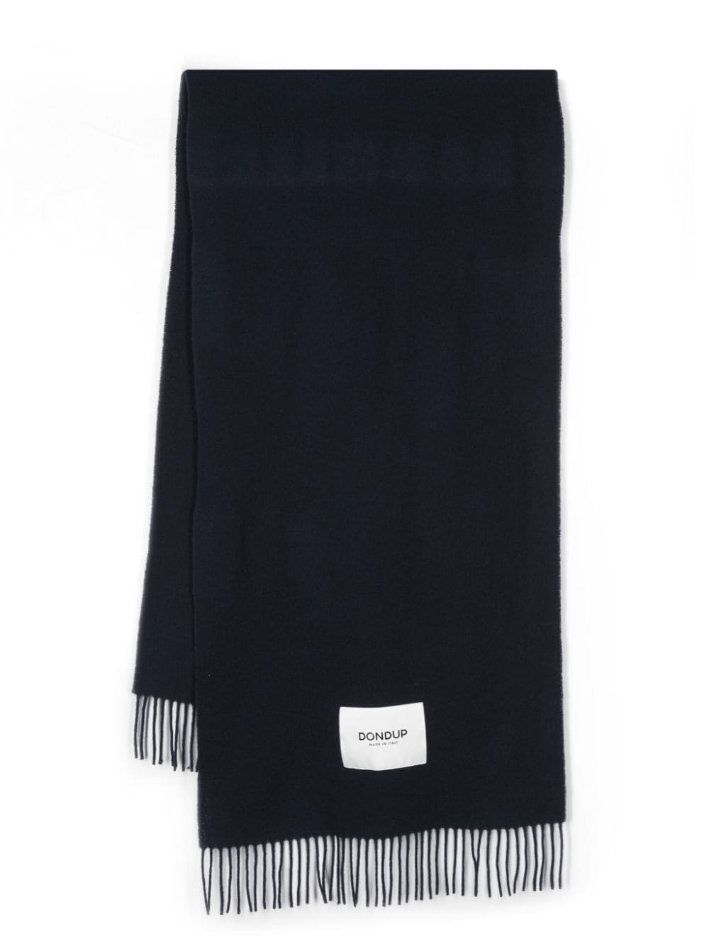DONDUP logo-patch fringed wool scarf - Blue von DONDUP
