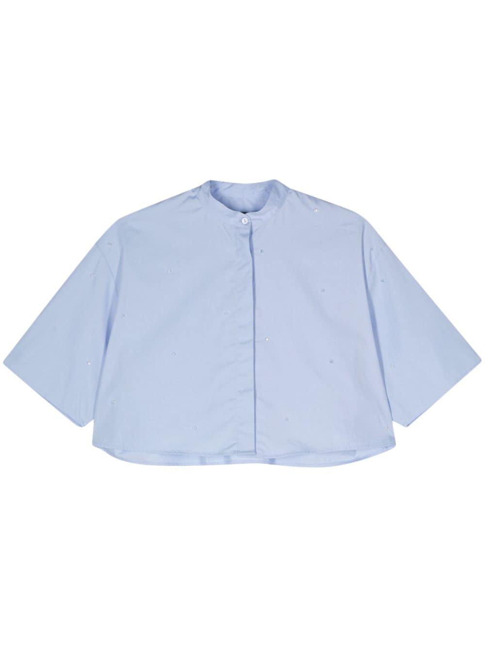 DONDUP logo-plaque cotton shirt - Blue von DONDUP