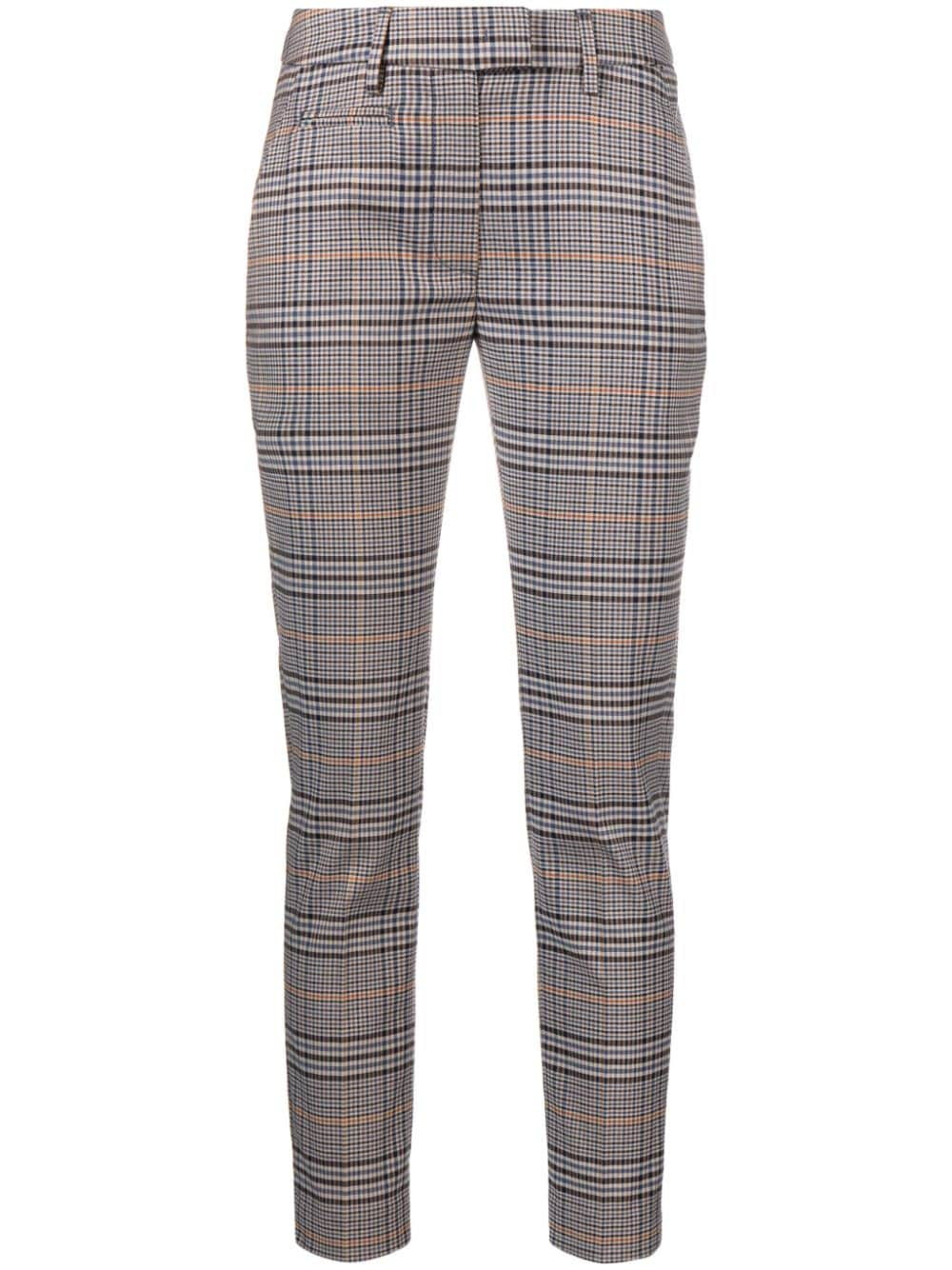 DONDUP plaid cropped trousers - Blue von DONDUP