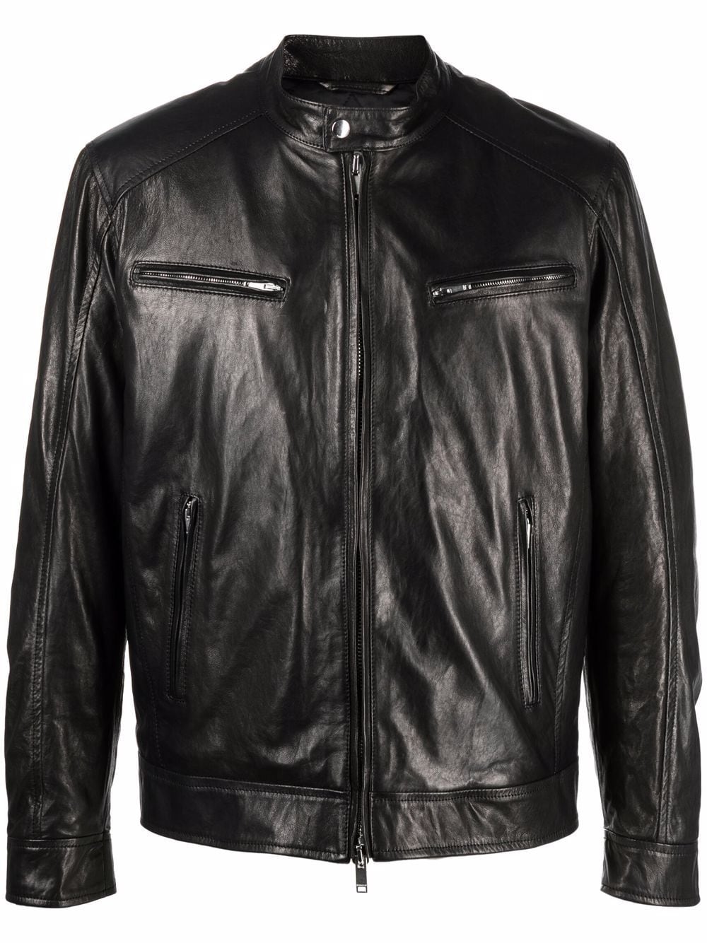 DONDUP zipped down leather jacket - Black von DONDUP