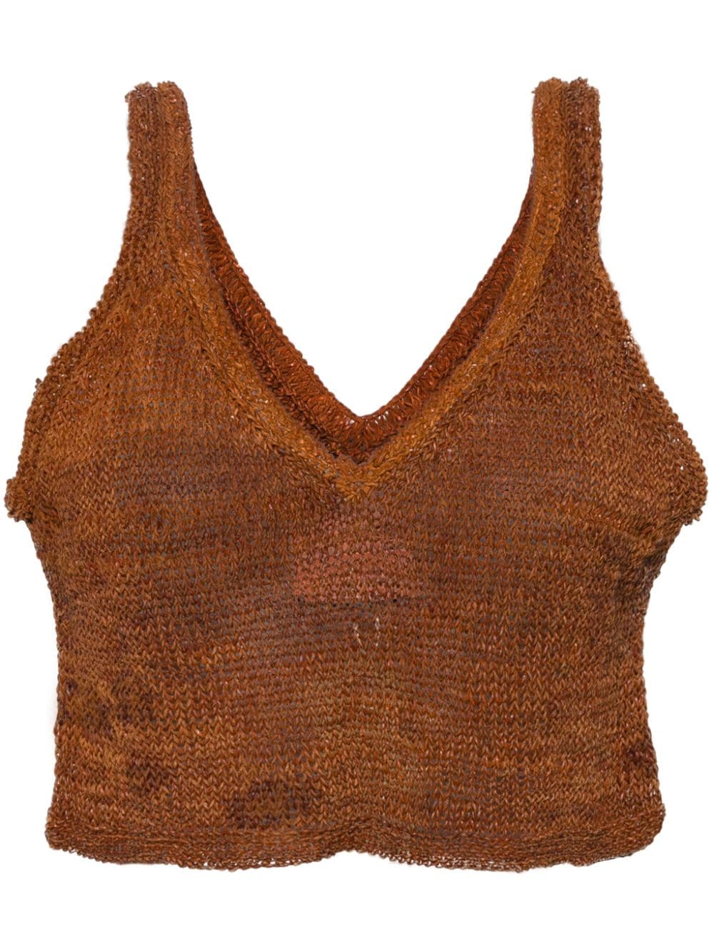 DRAGON DIFFUSION knitted leather cropped top - Brown