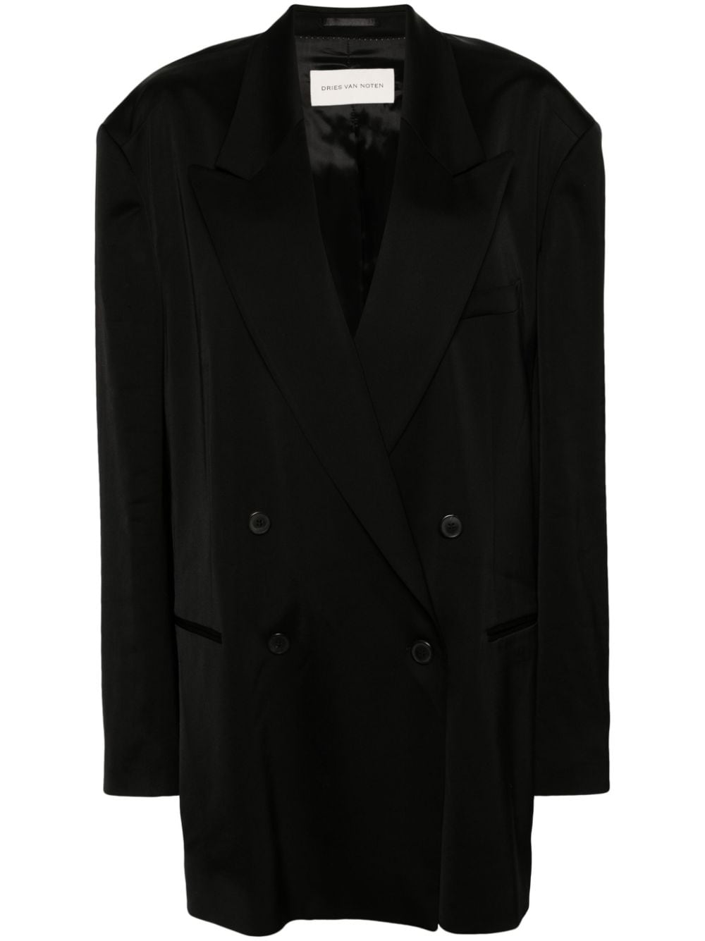 DRIES VAN NOTEN double-breasted satin blazer - Black von DRIES VAN NOTEN