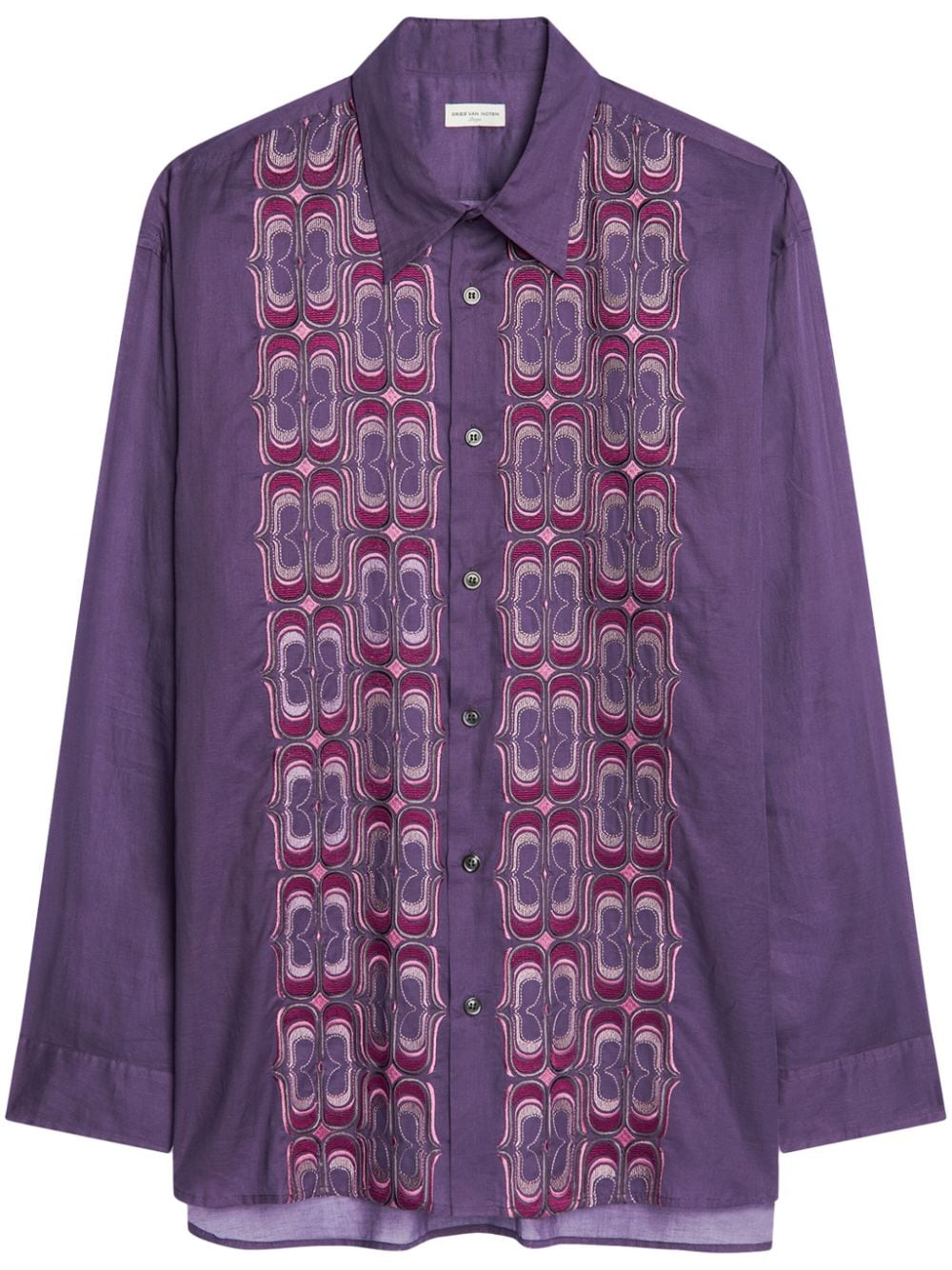 DRIES VAN NOTEN embroidered cotton shirt - Purple von DRIES VAN NOTEN
