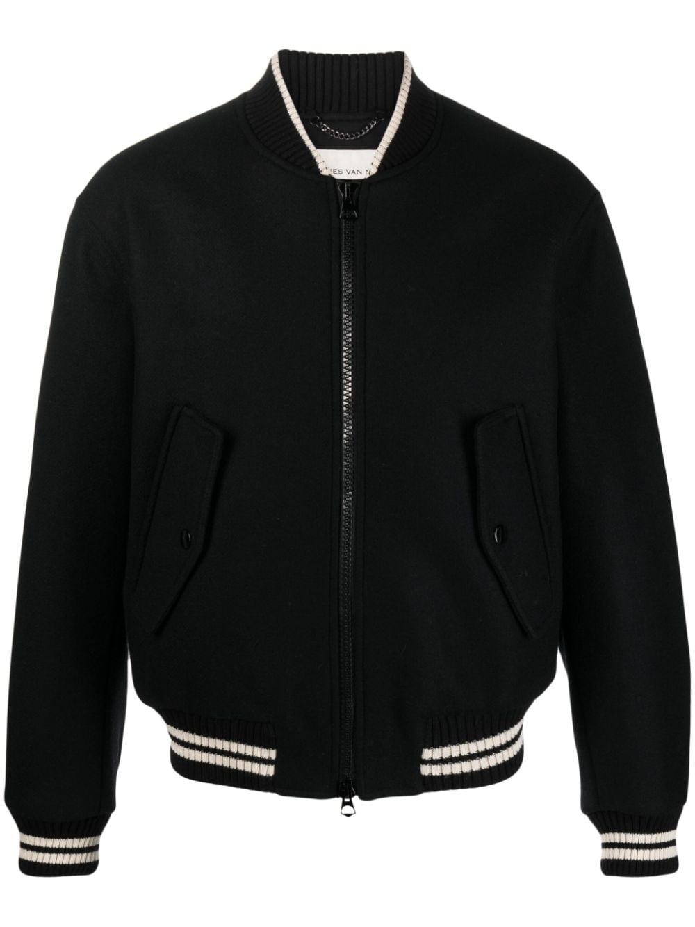 DRIES VAN NOTEN back-zip wool bomber jacket - Black von DRIES VAN NOTEN