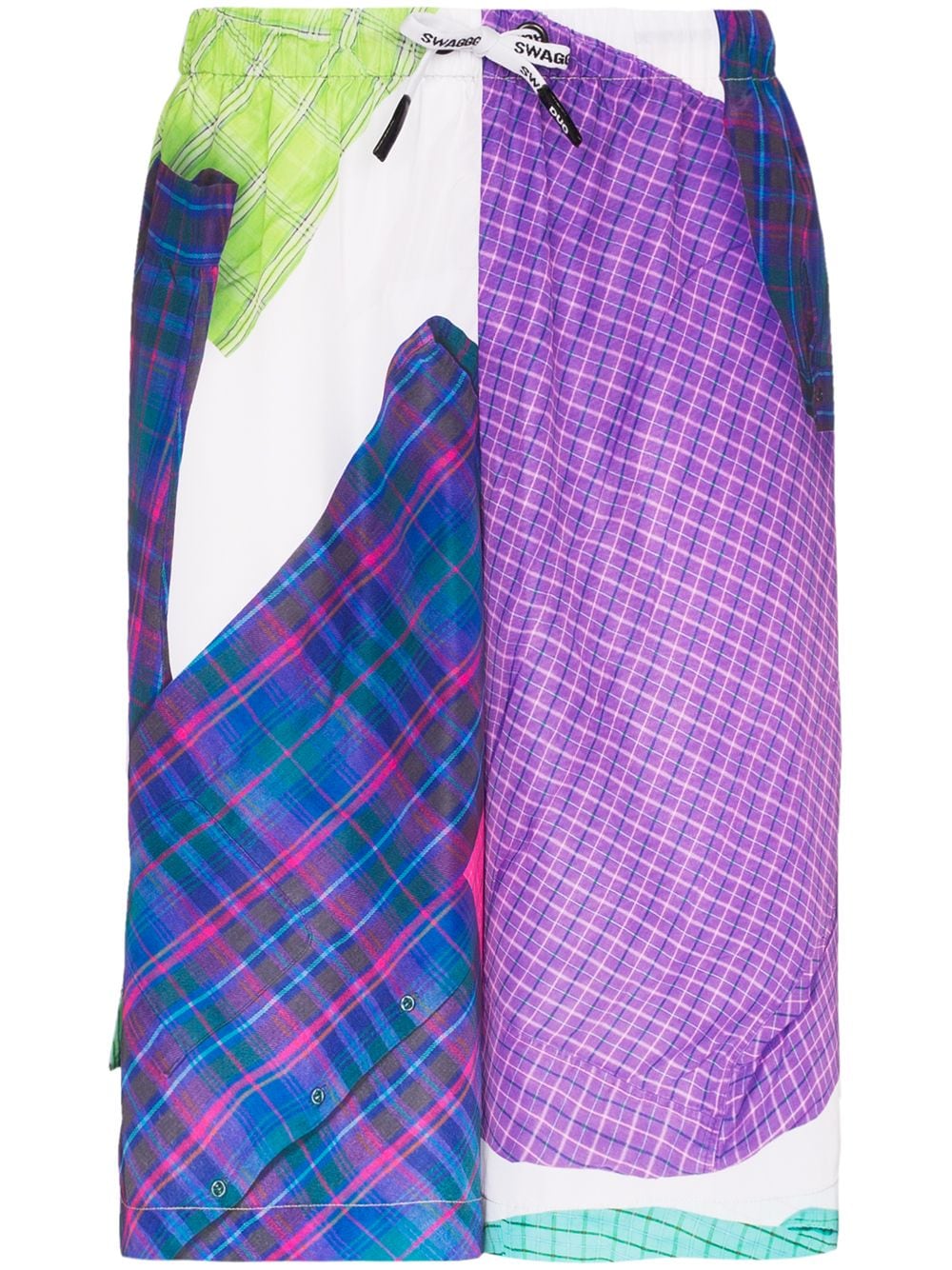 DUOltd check print track shorts - Purple von DUOltd