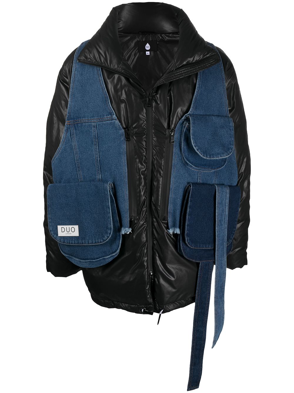 DUOltd denim-detailed puffer jacket - Black von DUOltd