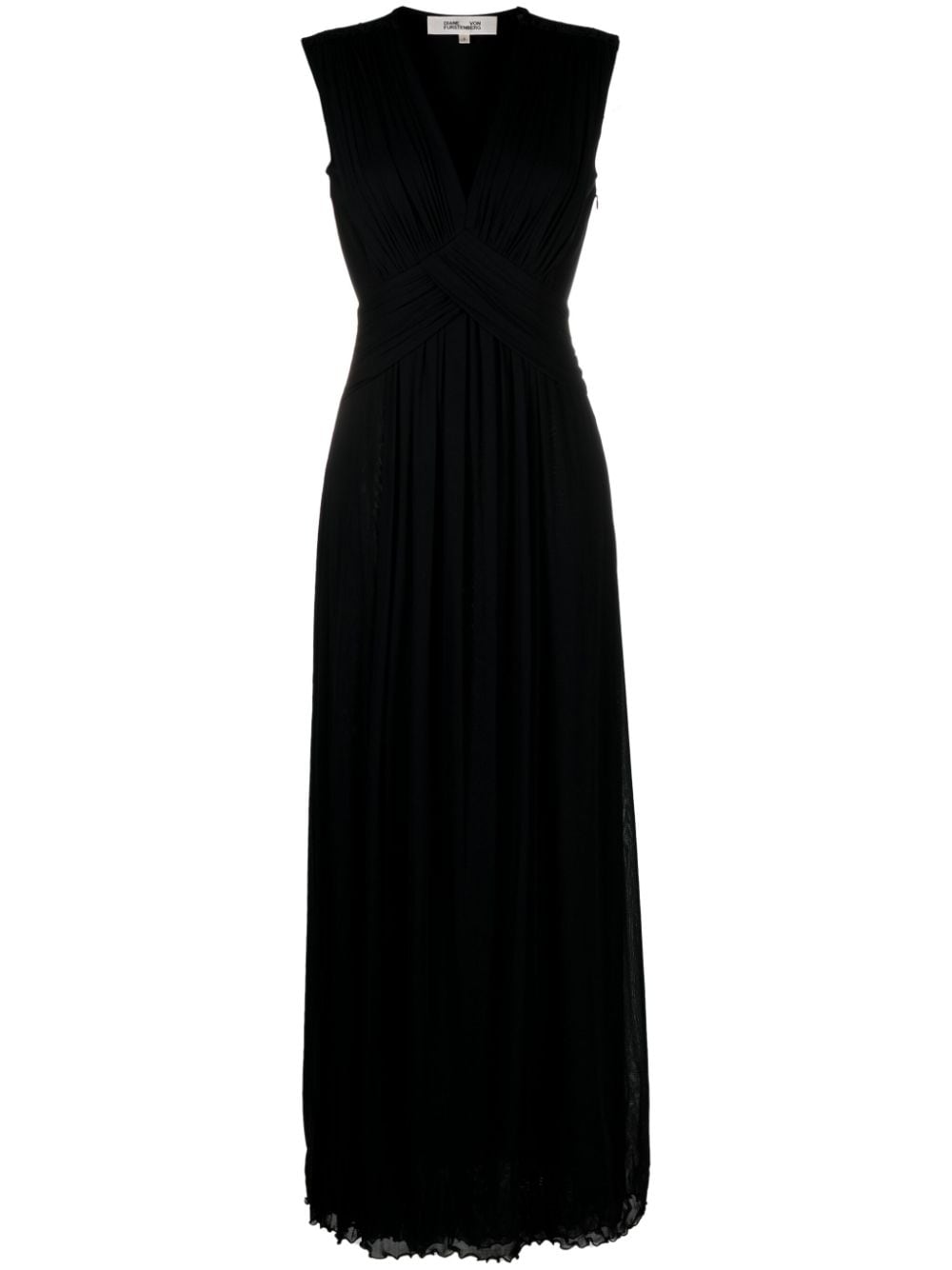 DVF Diane von Furstenberg Marika gathered V-neck maxi dress - Black von DVF Diane von Furstenberg