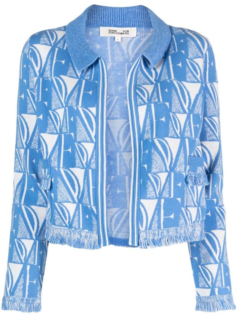 DVF Diane von Furstenberg Morgaine logo-jacquard cardigan - Blue von DVF Diane von Furstenberg