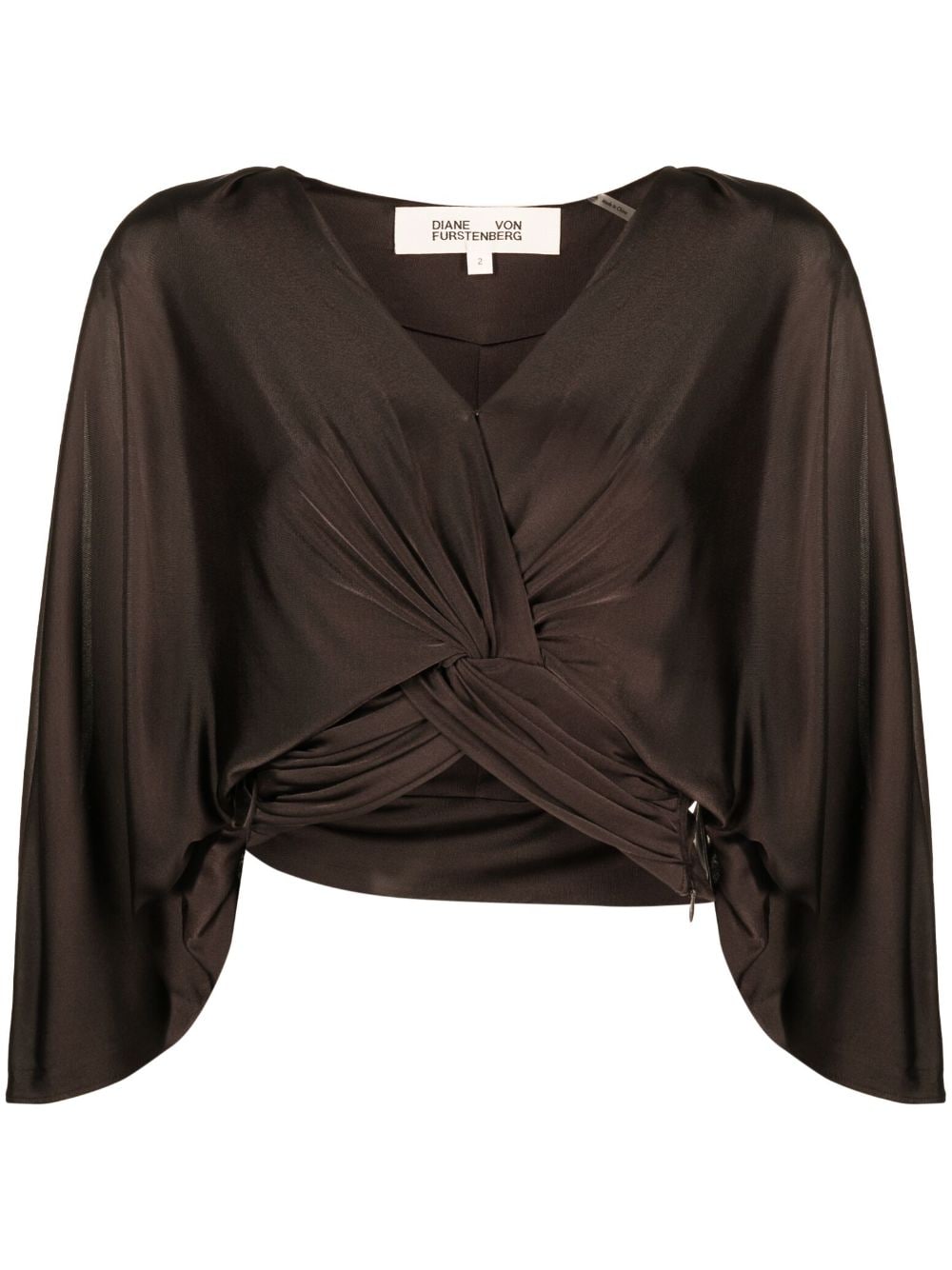 DVF Diane von Furstenberg V-neck cropped blouse - Brown von DVF Diane von Furstenberg