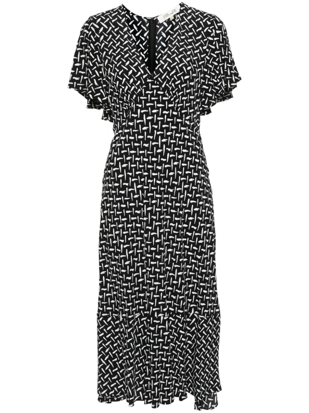 DVF Diane von Furstenberg abstract-pattern twill dress - Black von DVF Diane von Furstenberg