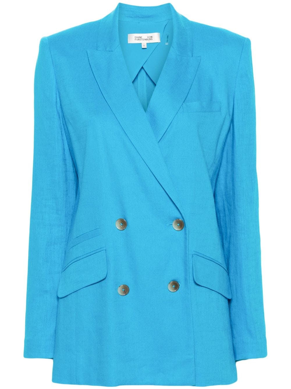 DVF Diane von Furstenberg chambray double-breasted blazer - Blue von DVF Diane von Furstenberg