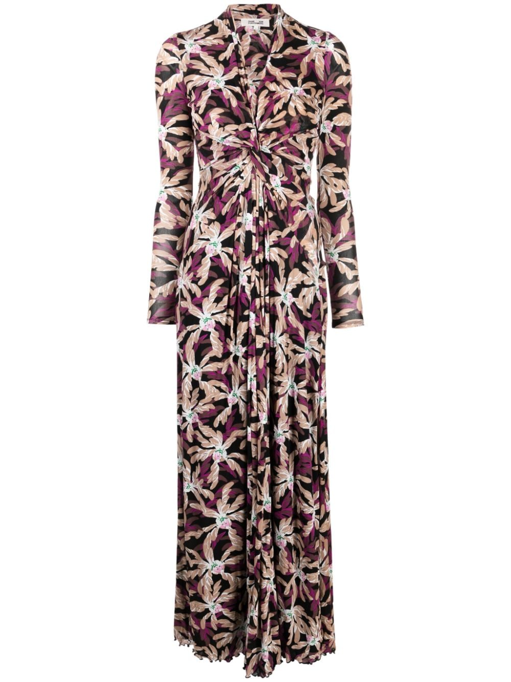 DVF Diane von Furstenberg knot-detail floral-print dress - Brown von DVF Diane von Furstenberg