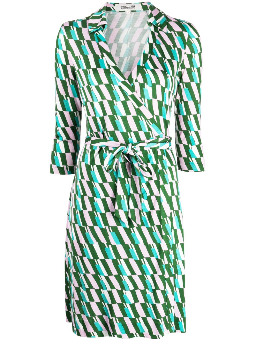 DVF Diane von Furstenberg logo-print silk wrap dress - Green von DVF Diane von Furstenberg