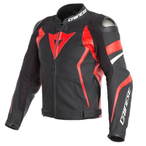 Dainese Lederjacke AVRO 4 - schwarz matt-rot-weiss (Grösse: 48) von Dainese