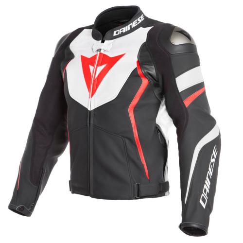 Dainese Lederjacke AVRO 4 - schwarz matt-weiss-rot (Grösse: 50) von Dainese