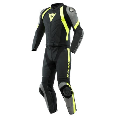 Dainese Lederkombi 2 tlg Avro 4 - schwarz matt-grau-fluogelb (Grösse: 54) von Dainese