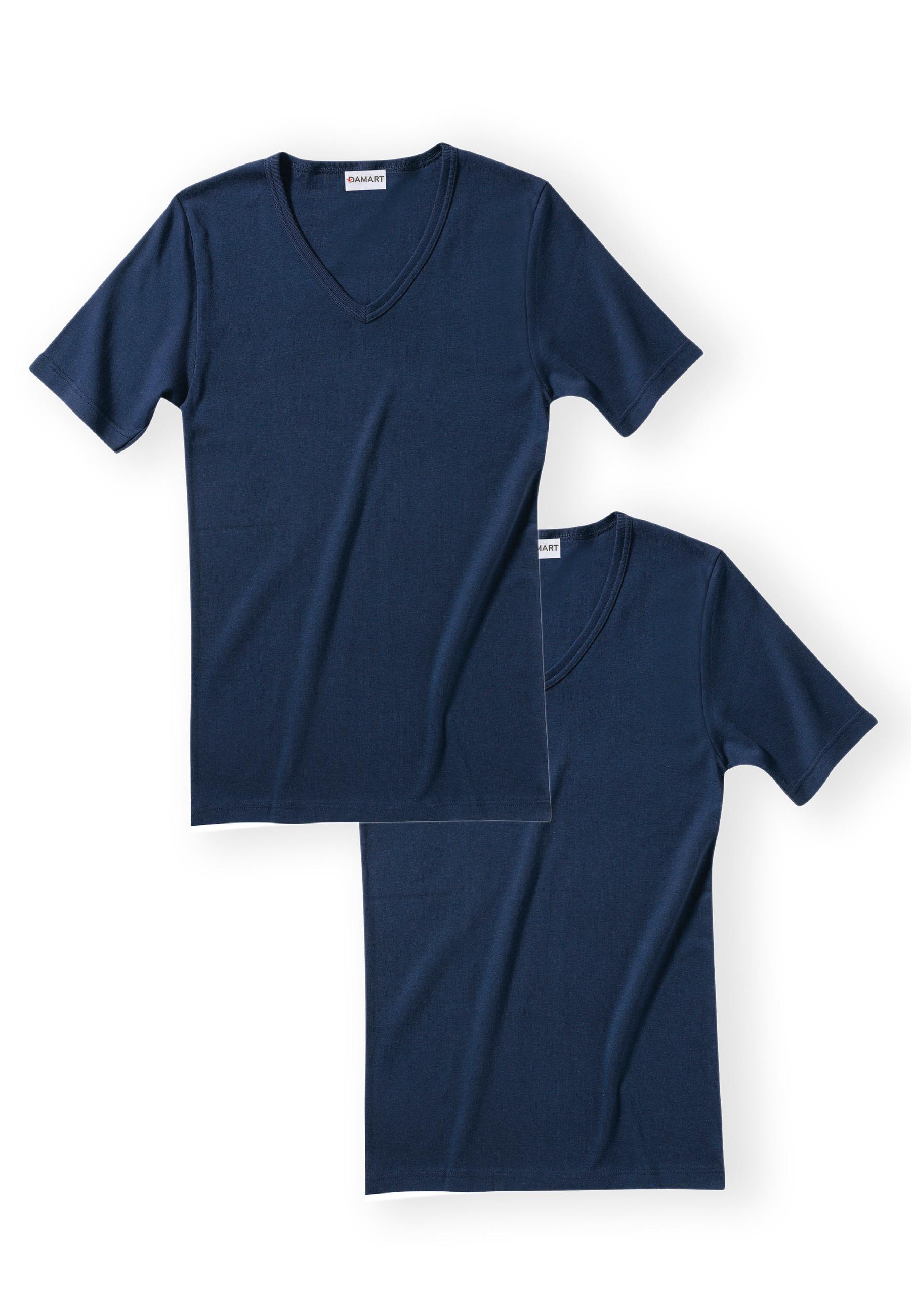 2er-pack T-shirts Mit V-ausschnitt Essential Aus Reiner Gekämmter Baumwolle. Herren Blau 3XL von Damart