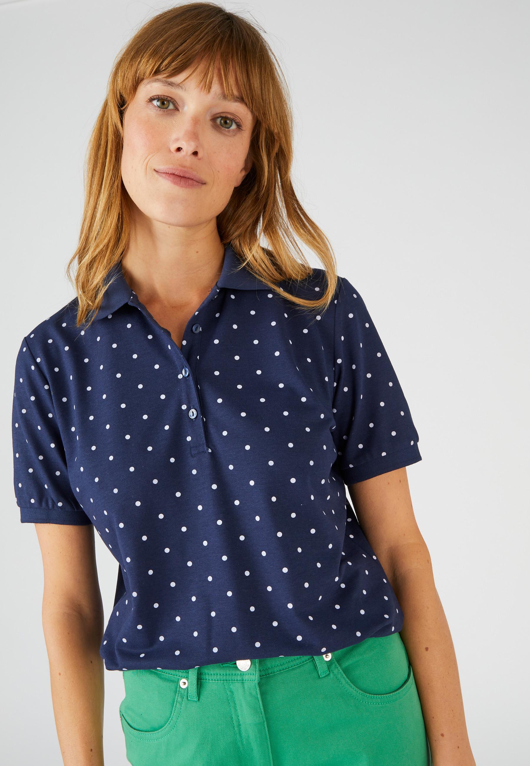 Kurzärmeliges Poloshirt, Steppmasche. Damen Blau 50/52 von Damart