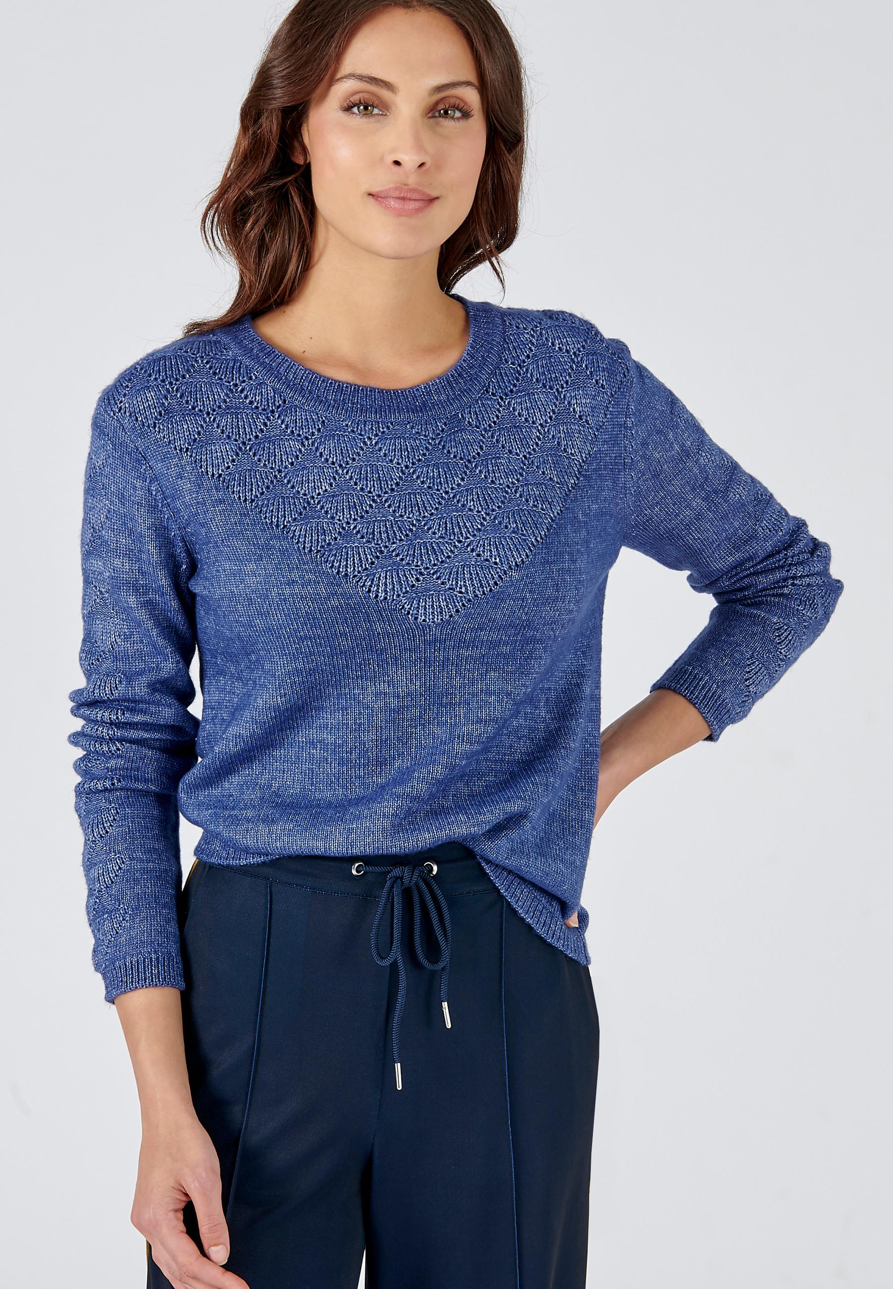 Ajour-pullover In Wellenoptik. Damen Blau 34 von Damart