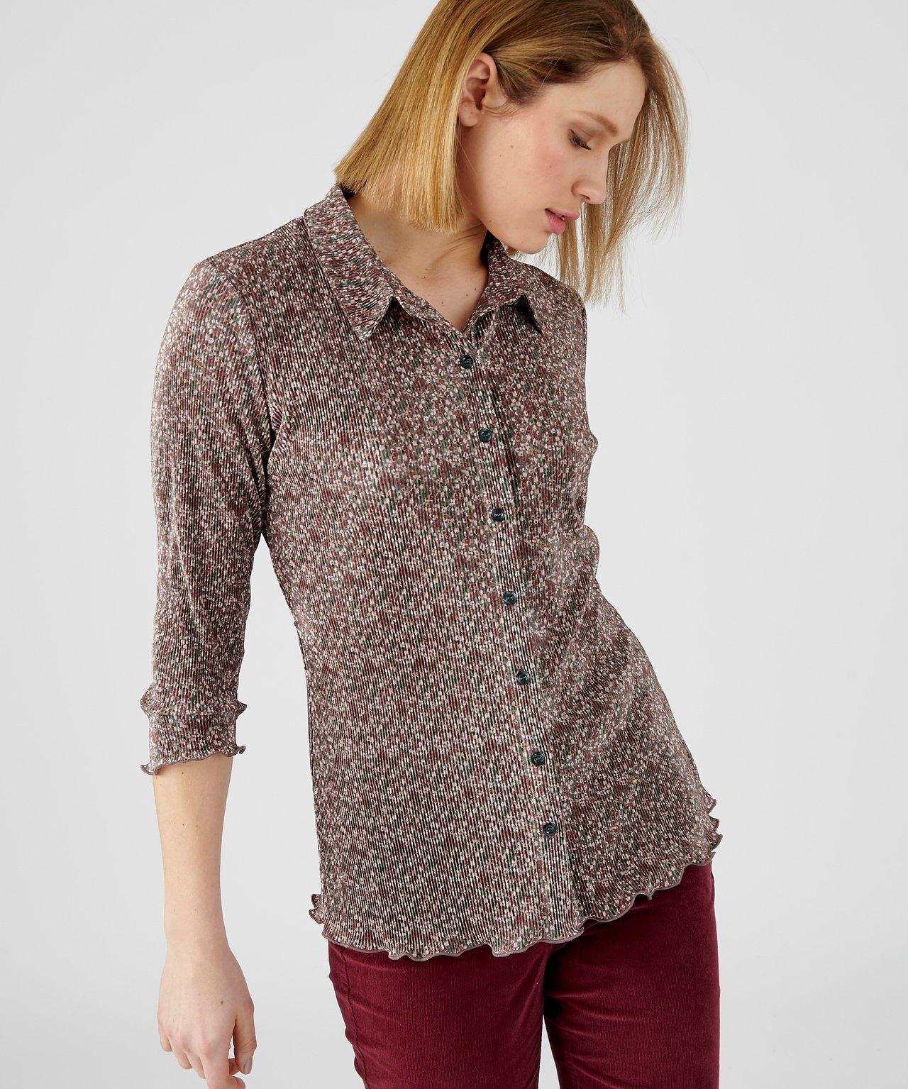 Bluse Aus Gewebe Mit Permanentplissee. Damen Grau 42/44 von Damart