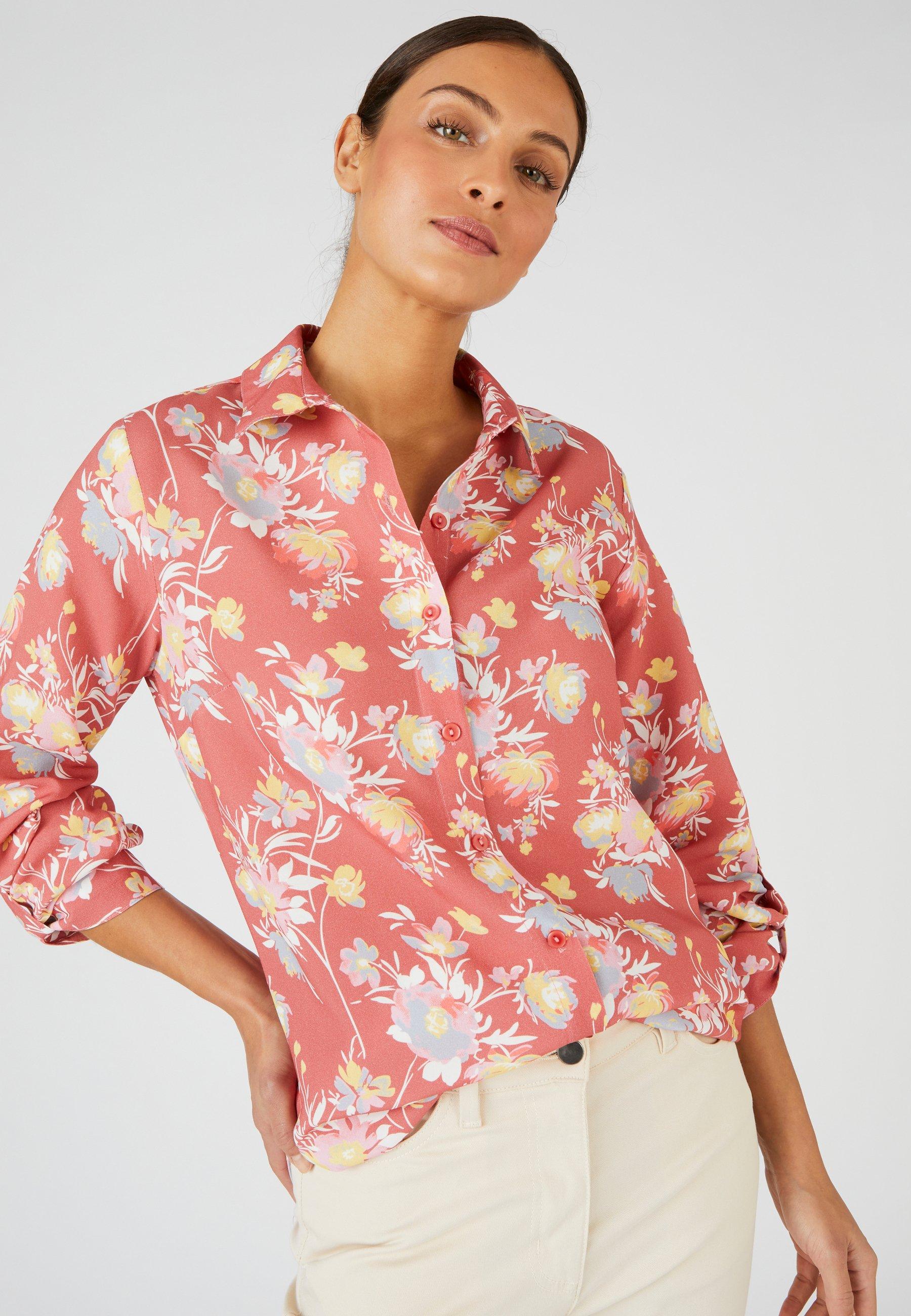 Bluse Aus Viskose Mit Blumendruck. Damen Rosa 42 von Damart