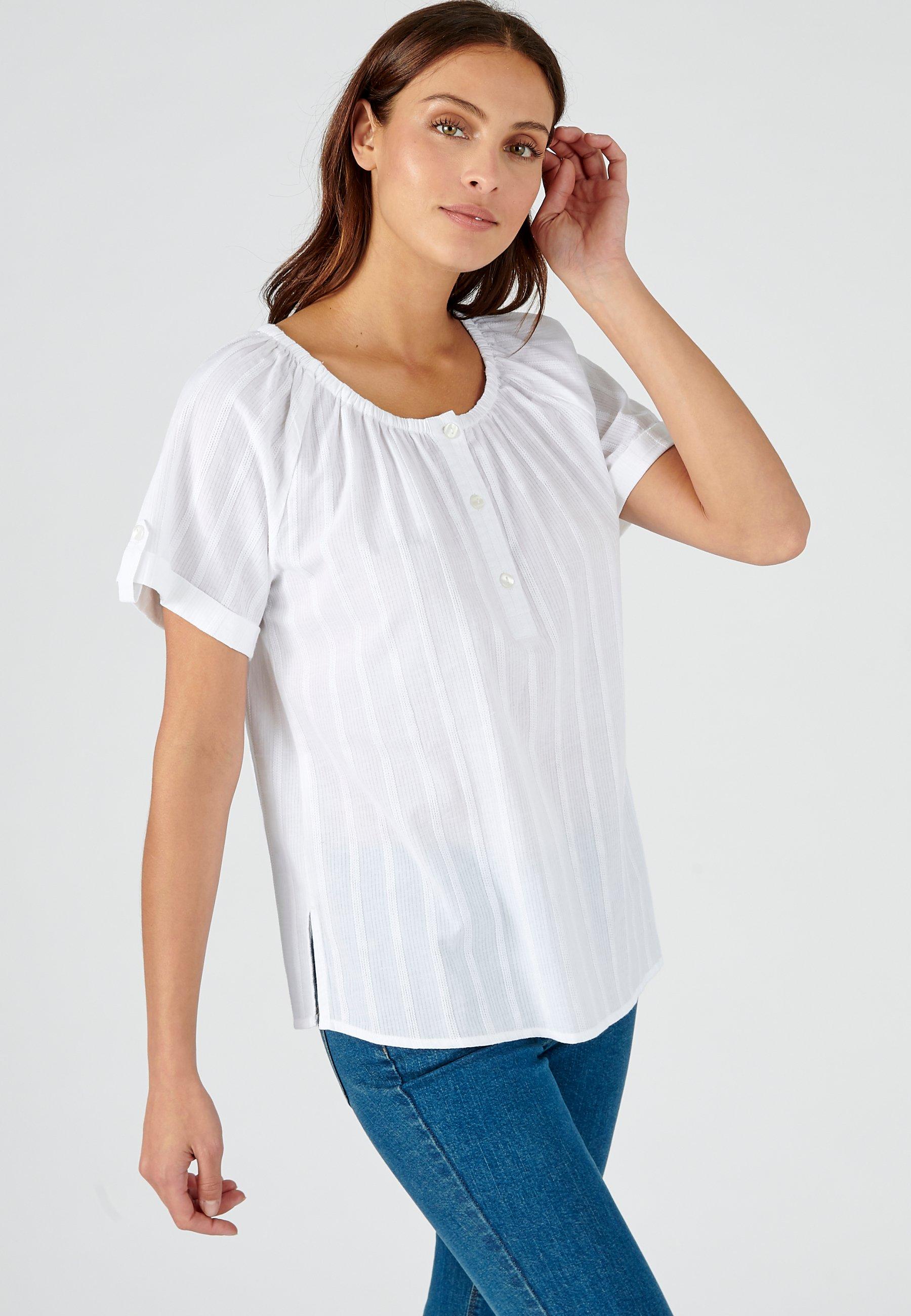 Bluse In Rasteroptik. Damen Weiss 36 von Damart