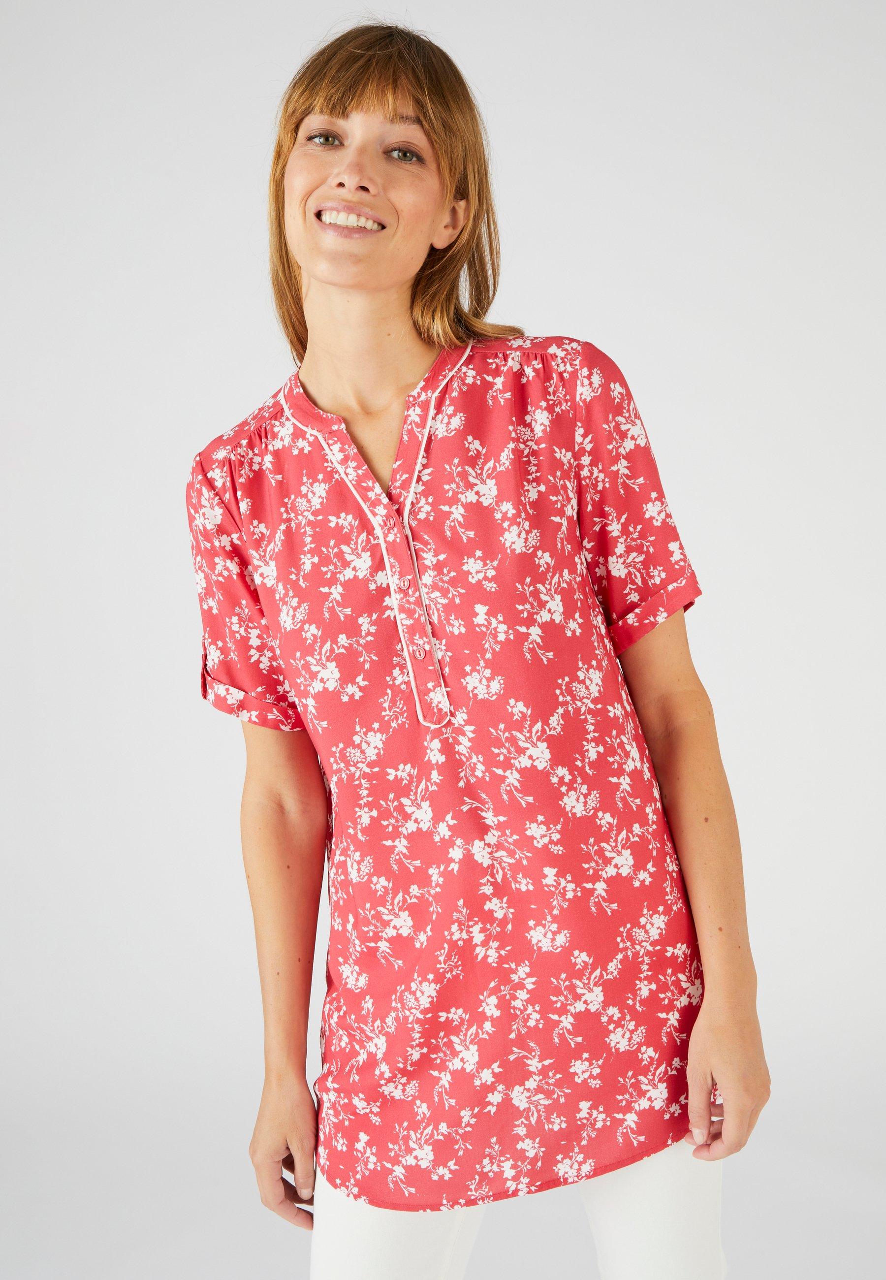 Bluse Mit Blumenprint. Damen Rot 36 von Damart