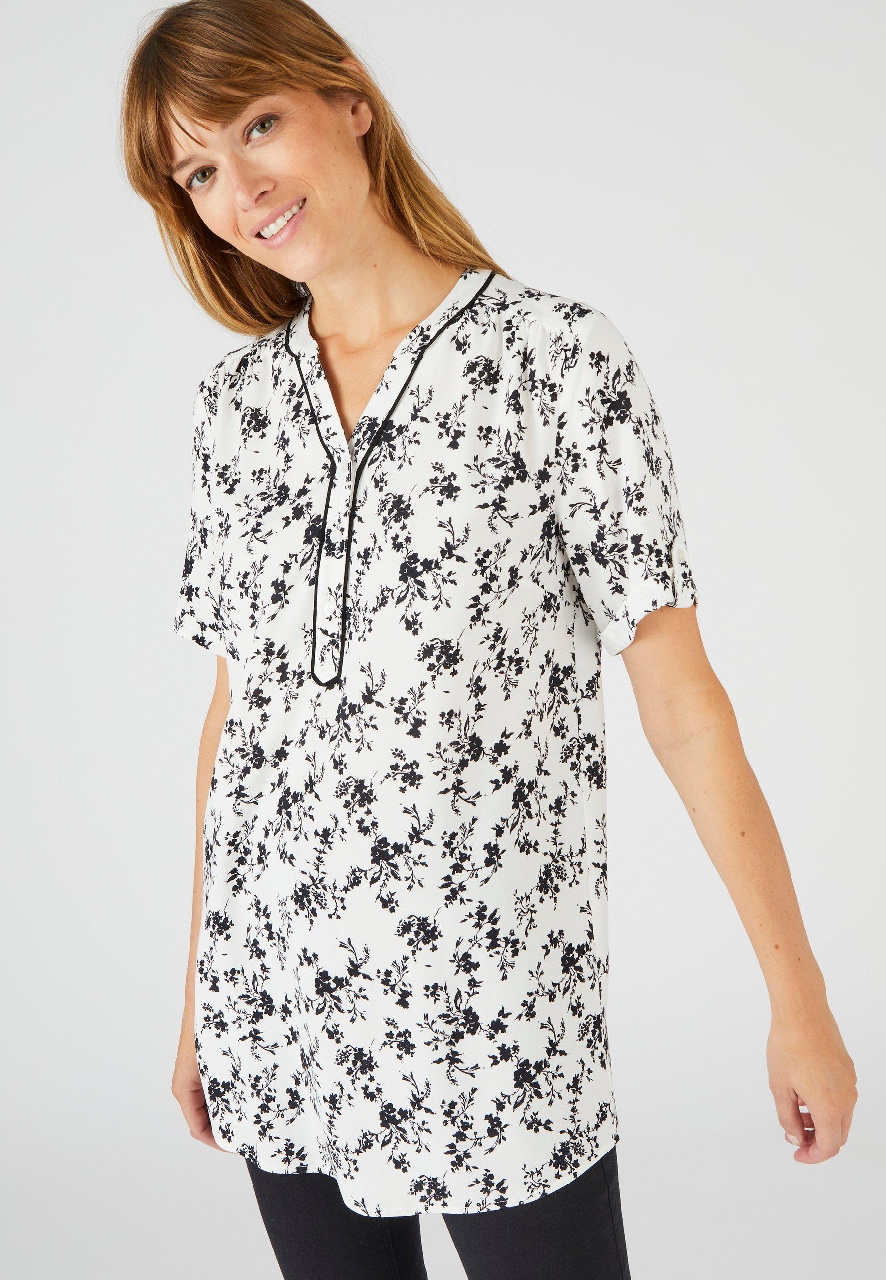 Bluse Mit Blumenprint. Damen Schwarz 36 von Damart