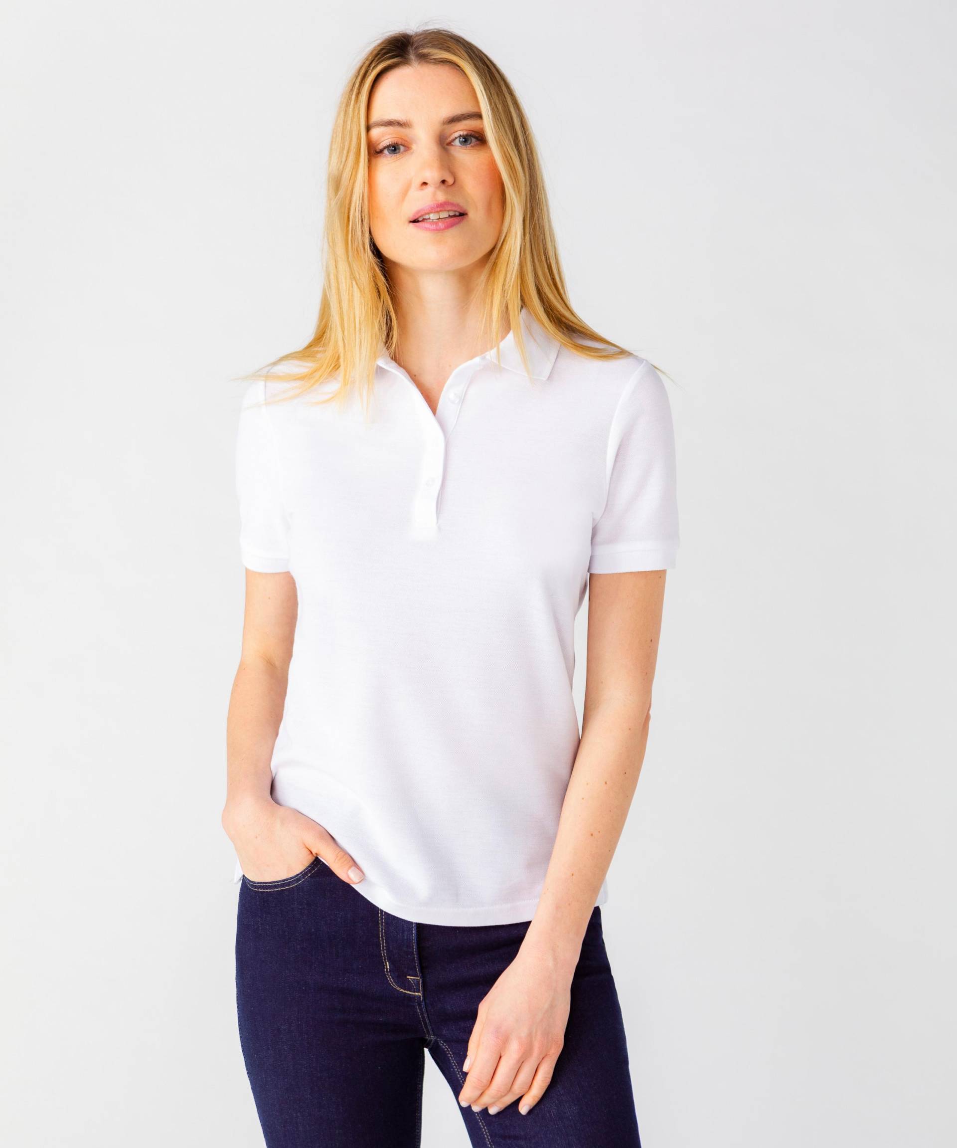 Kurzärmeliges Poloshirt, Steppmasche. Damen Weiss 54/56 von Damart