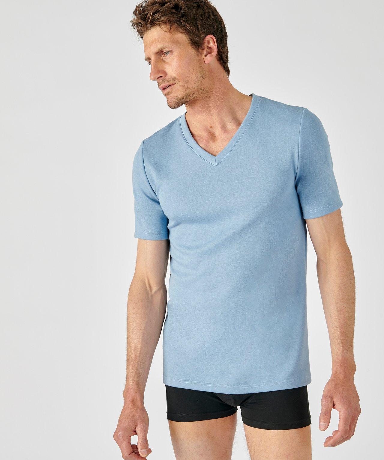 T-shirt Mit V-ausschnitt, Wärmegrad Medium 3. Herren Blau S von Damart